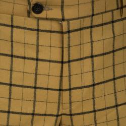 Pre Owned Etro Mustard Checked Wool Panama Slim Fit Trousers L