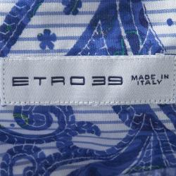 Pre Owned Etro Blue and White Paisley Print Long Sleeve Button Front New Lucky Reg Shirt M