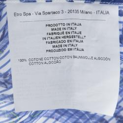 Pre Owned Etro Blue and White Paisley Print Long Sleeve Button Front New Lucky Reg Shirt M