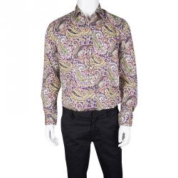 Pre Owned قميص إيترو طباعة بيزلي متعددة الألوان بأكمام طويلة أزرار أمامية L