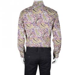 Pre Owned قميص إيترو طباعة بيزلي متعددة الألوان بأكمام طويلة أزرار أمامية L