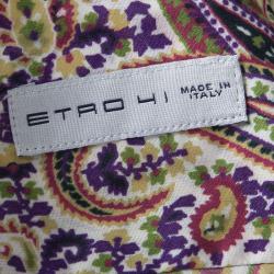 Pre Owned قميص إيترو طباعة بيزلي متعددة الألوان بأكمام طويلة أزرار أمامية L