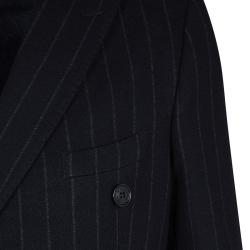 Pre Owned Etro Navy Blue Wool Blend Chalk Striped Double Breasted Blazer M
