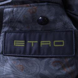 Pre Owned Etro Navy Blue Wool Blend Chalk Striped Double Breasted Blazer M