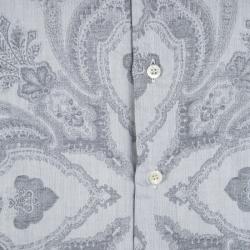 Pre Owned Etro Grey Printed Contrast Collar and Cuff Detail Long Sleeve Shirt  L