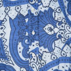 Pre Owned Etro Blue Paisley Printed Linen Long Sleeve Button Front Shirt M