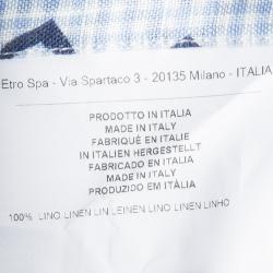 Pre Owned Etro Blue Paisley Printed Linen Long Sleeve Button Front Shirt M