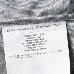 Pre Owned Etro Grey Cotton Printed Pintucked Yoke Detail Long Sleeve Tuxedo Shirt M
