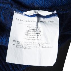 Pre Owned Etro Blue Paisley Pattern Cashmere and Cotton Blend Sweater L