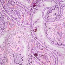 Pre Owned قميص إيترو أزرار أمامية أكمام قصؤرة قطن طباعة بيزلي بنفسجي 2XL