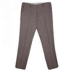 Pre Owned Etro Beige and Brown Wool Gingham Plaid Regular Fit Mexico Trousers L