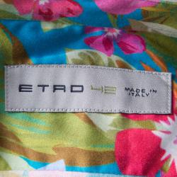 مملوكة مسبقًا قميص إيترو روكسي أزرار أمامية أكمام طويلة قطن تفاصيل مخطط طباعة زهور L