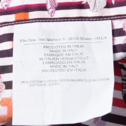 Pre Owned Etro Multicolor Fish Print Striped Cotton Long Sleeve Button Front Shirt S