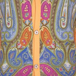 Pre Owned Etro Orange Paisley Printed Button Front Cardigan L