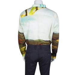 مملوكة مسبقًا قميص إيترو أزرار أمامية أكمام طويلة قطن مطبوع متعدد الألوان 2XL