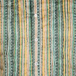 Pre Owned Etro Multicolor Striped Printed Cotton Pintuck Detail Mandarin Collar Shirt L