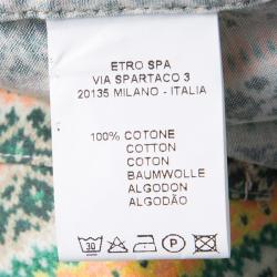 Pre Owned Etro Multicolor Striped Printed Cotton Pintuck Detail Mandarin Collar Shirt L