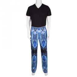 Pre Owned Etro Blue Mexico Print Linen Trousers L