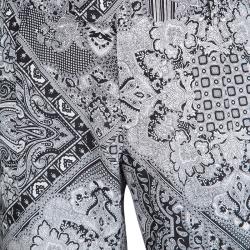 Pre Owned Etro Monochrome Mexico Printed Silk Trousers L