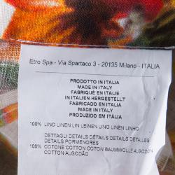 مملوكة مسبقًا Etro Multicolor Floral Printed Linen Contrast Collar and Cuff Detail Merlino Shirt XL