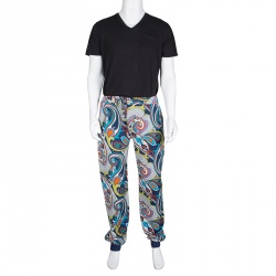 Pre Owned Etro Multicolor Printed Jersey Jogger Pants XL