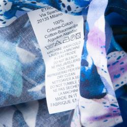 Pre Owned Etro Multicolor Floral Printed Cotton Checked Collar and Cuff Detail Shirt L