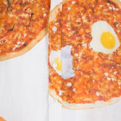 Pre Owned قميص إيترو كتان توم أزرار أمامية مكسم قصة إعتيادية طباعة بيتزا أبيض XL