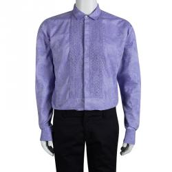 Pre Owned قميص إيترو قطن بنفسجي بيزلي بأكمام طويلة أزرار أمامية S