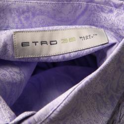 Pre Owned قميص إيترو قط ن بنفسجي بيزلي بأكمام طويلة أزرار أمامية S