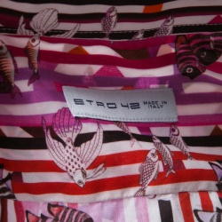 مملوكة مسبقًا قميص إيترو أزرار أمامية أكمم طويلة قطن مخطط طباعة سمك متعدد الألوان S