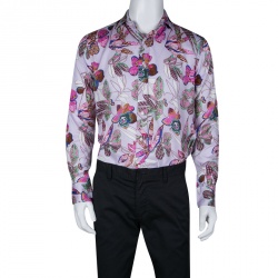 Pre Owned قميص إيترو تورشيز قطن مورد مطبوع بأكمام طويلة أزرار أمامية M