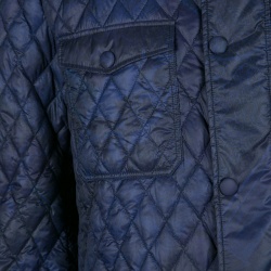 Pre Owned Etro Navy Blue and Black Paisley Print Diamond Quilted Jacket XL