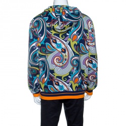 Etro Multicolor Paisley Printed Jersey Zip Front Hooded Sweatshirt 3XL