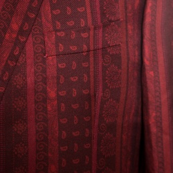 Pre Owned Etro Red Paisley Printed Silk Minerva Blazer L
