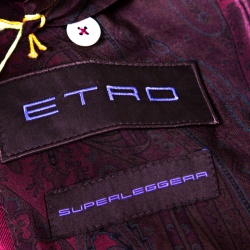 Pre Owned Etro Red Paisley Printed Silk Minerva Blazer L