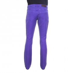 Pre Owned Etro Purple Herringbone Denim Overdyed Jeans L