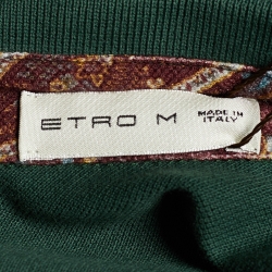 Pre Owned Etro Green Cotton Pique Logo Embroidered Polo T-Shirt M
