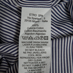 Pre Owned Etro Blue Striped Cotton Button Front Shirt XL