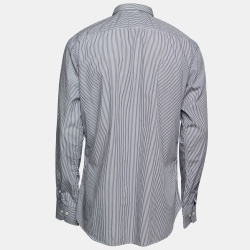 Pre Owned Etro Blue Striped Cotton Button Front Shirt XL