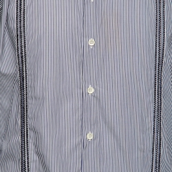 Pre Owned Etro Blue Striped Cotton Button Front Shirt XL