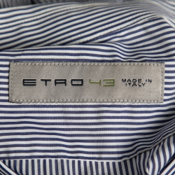 Pre Owned Etro Blue Striped Cotton Button Front Shirt XL