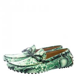 Etro Green Python Embossed Leather Loafers Size 43