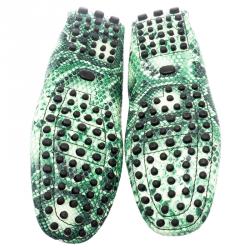 Etro Green Python Embossed Leather Loafers Size 43