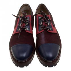 Pre Owned Etro Multicolor Leather and Calfhair Oxfords Size 44