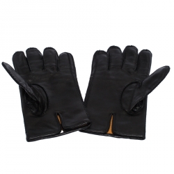 Pre Owned Etro Black Ostrich Gloves M