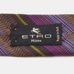 Pre Owned Etro Multicolor Striped Silk Skinny Tie 
