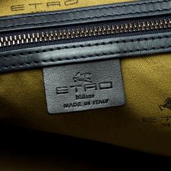 Etro Navy Blue Paisley Printed Coated Canvas Document Holder