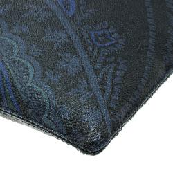 Etro Navy Blue Paisley Printed Coated Canvas Document Holder