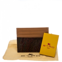 Etro Brown Paisley Printed Coated Canvas and Leather Card Holder