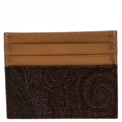 Etro Brown Paisley Printed Coated Canvas and Leather Card Holder